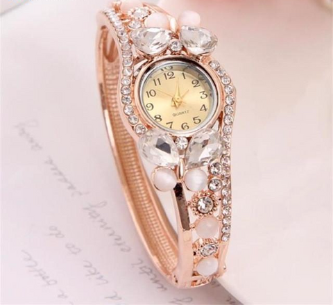 4 Colors Multi Crystal Cuff Bangle Watch