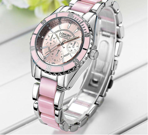 Ceramic and Alloy Bracelet Waterproof Quartz Watch