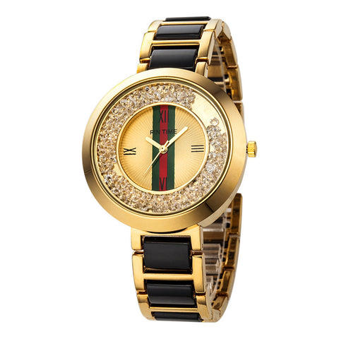 Stainless Steel Quartz Watch with Leopard Print