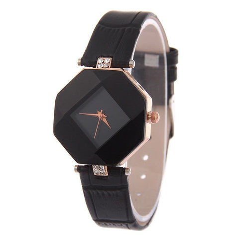 Octagon Shaped Dress Watch with Leather Band