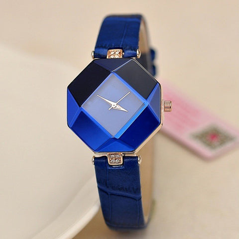 Octagon Shaped Dress Watch with Leather Band