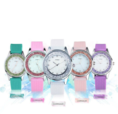 Diamonds Wrist Watch with Silicone Watchband