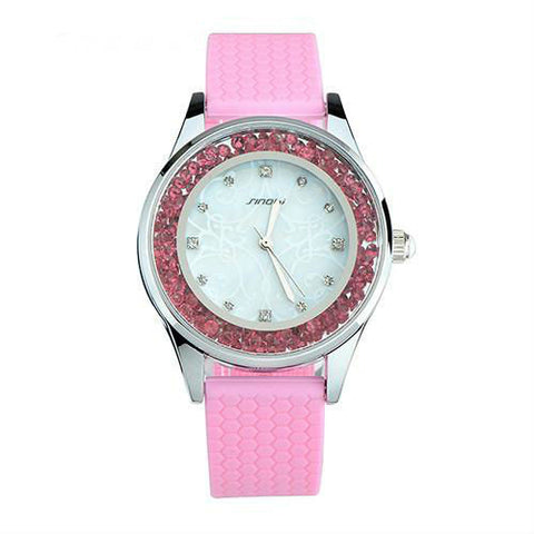 Diamonds Wrist Watch with Silicone Watchband