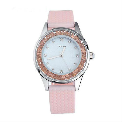 Diamonds Wrist Watch with Silicone Watchband