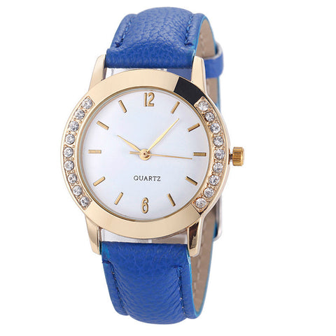 Crystal Encrusted Ladies Wrist Watch with Leather Band