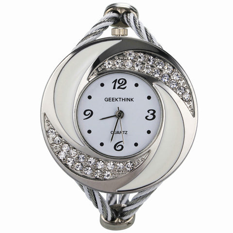 Rhinestone Whirlwind Design Bangle Watch