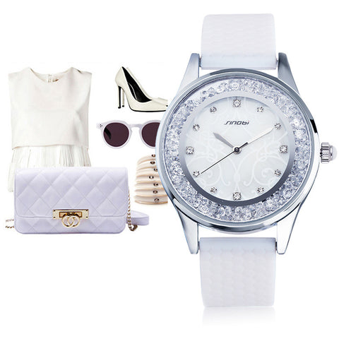 Diamonds Wrist Watch with Silicone Watchband