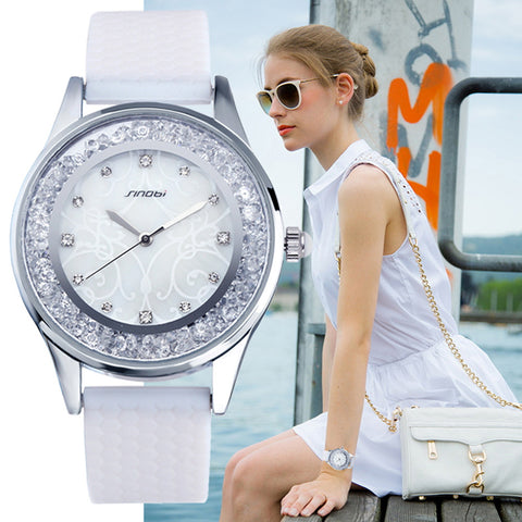 Diamonds Wrist Watch with Silicone Watchband