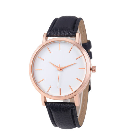 Casual Dress Watch with Classic Leather Wrist Band