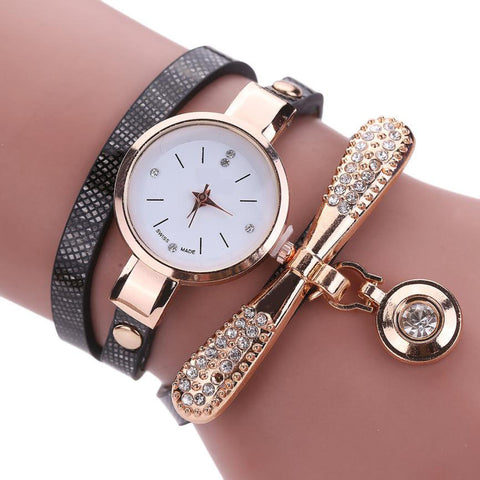 Bracelet Type Watch with Rhinestones