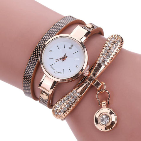 Bracelet Type Watch with Rhinestones