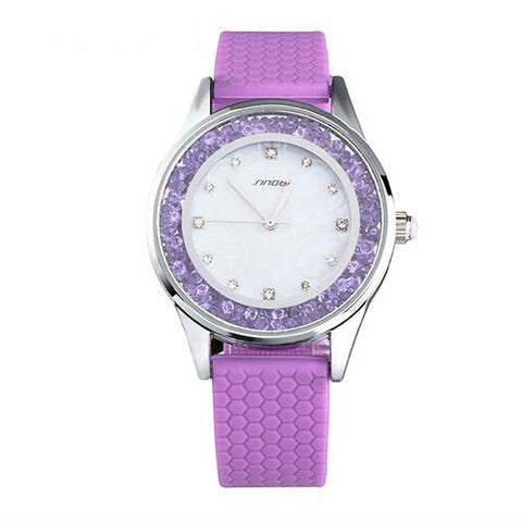 Diamonds Wrist Watch with Silicone Watchband