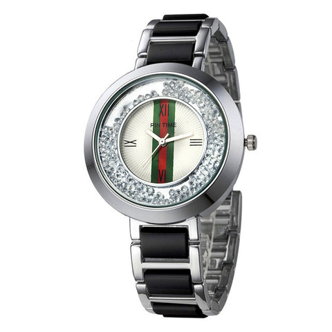 Stainless Steel Quartz Watch with Leopard Print