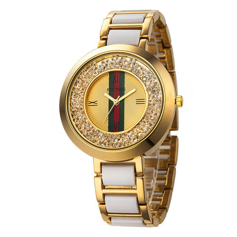 Stainless Steel Quartz Watch with Leopard Print