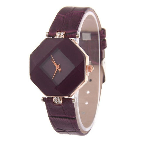 Octagon Shaped Dress Watch with Leather Band