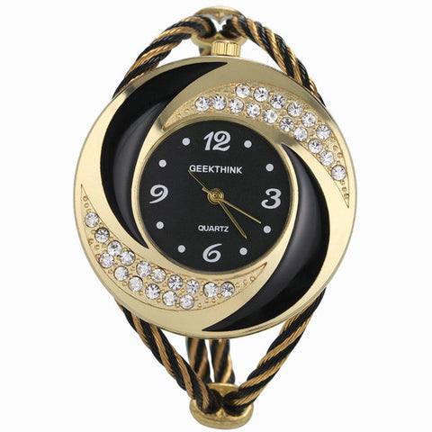 Rhinestone Whirlwind Design Bangle Watch