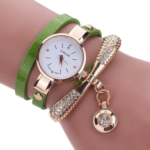 Bracelet Type Watch with Rhinestones