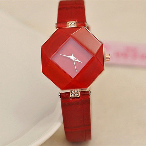 Octagon Shaped Dress Watch with Leather Band