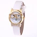 Cat Pattern Analog Watch with Rhinestones