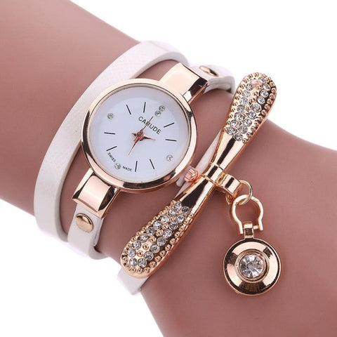 Bracelet Type Watch with Rhinestones