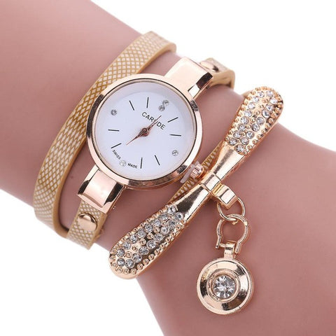 Bracelet Type Watch with Rhinestones