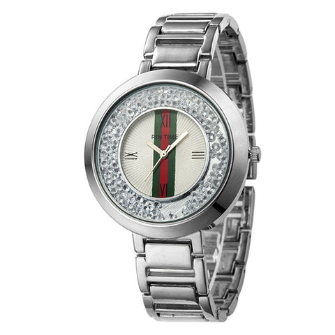 Stainless Steel Quartz Watch with Leopard Print