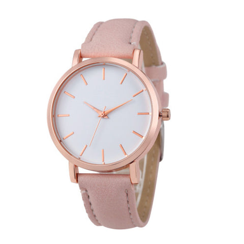 Casual Dress Watch with Classic Leather Wrist Band