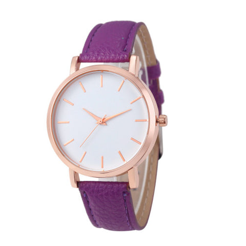 Casual Dress Watch with Classic Leather Wrist Band