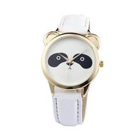 Panda Face Wrist Watch with Leather Band